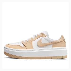 Nike Elevate Low SE Onyx Joggesko Air Jordan 1 Dame Hvite Khaki | JD-203DU