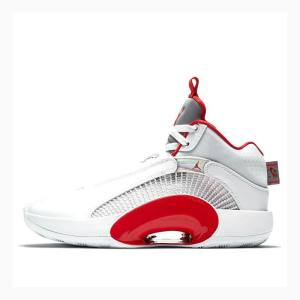 Nike Fire Basketsko Air Jordan 35 Herre Hvite Rød Sølv | JD-167EN