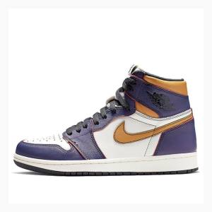 Nike High OG Defiant SB - LA To Chicago Basketsko Air Jordan 1 Herre Lilla Gull | JD-719KU