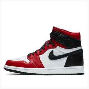 Nike High OG Satin Snake Chicago Basketsko Air Jordan 1 Dame Rød Svarte | JD-056OH