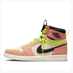 Nike High Switch Peach Basketsko Air Jordan 1 Herre Svarte Rosa Grønn | JD-589NQ