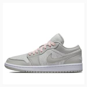 Nike Low Bomull Fleece Joggesko Air Jordan 1 Dame Grå | JD-896KA