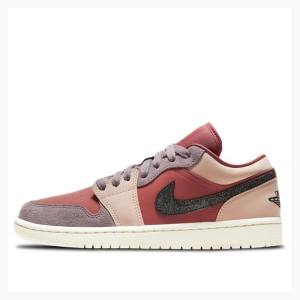 Nike Low Canyon Rust Joggesko Air Jordan 1 Dame Rosa Rød | JD-368EA