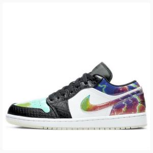 Nike Low Galaxy Joggesko Air Jordan 1 Herre Svarte Grønn Blå | JD-824TC