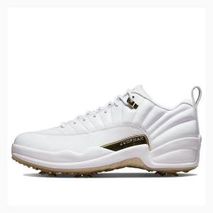 Nike Low Golf NRG M22 Metallic Joggesko Air Jordan 12 Herre Hvite Gull | JD-829YQ