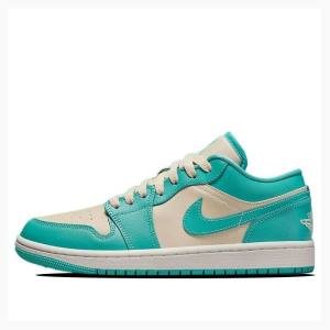 Nike Low Joggesko Air Jordan 1 Dame Grønn | JD-861VM