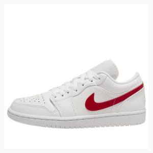 Nike Low Joggesko Air Jordan 1 Dame Hvite Rød | JD-382WP