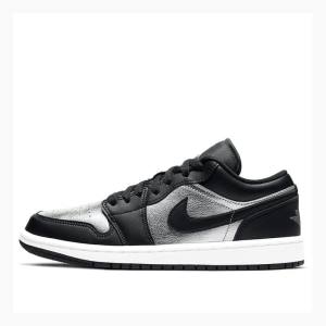 Nike Low Joggesko Air Jordan 1 Dame Svarte Sølv | JD-017TW