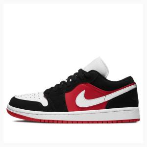 Nike Low Joggesko Air Jordan 1 Dame Svarte Rød Hvite | JD-907LY