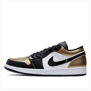 Nike Low Joggesko Air Jordan 1 Herre Gull Svarte | JD-129BN