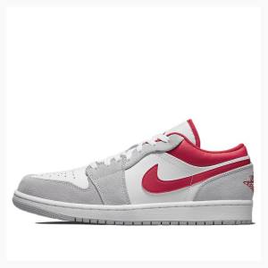 Nike Low Joggesko Air Jordan 1 Herre Hvite Grå Rød | JD-719CL