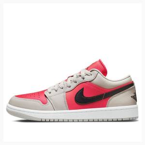 Nike Low Light Iron Ore Joggesko Air Jordan 1 Dame Rød Svarte | JD-681IG