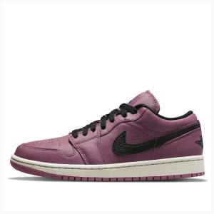 Nike Low Magenta Joggesko Air Jordan 1 Dame Svarte Lilla | JD-984HB