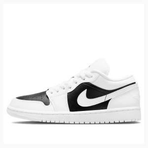 Nike Low Panda Joggesko Air Jordan 1 Dame Hvite Svarte | JD-136RG