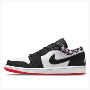 Nike Low Quai 54 Joggesko Air Jordan 1 Herre Hvite Svarte Rød | JD-973PE