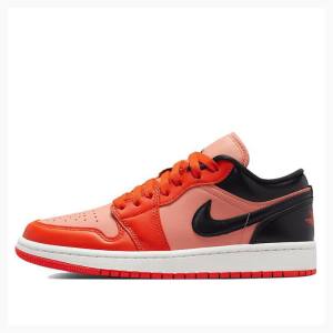 Nike Low SE Crimson Bliss Joggesko Air Jordan 1 Dame Rød Svarte | JD-395GN