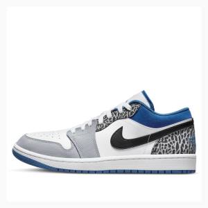 Nike Low SE Joggesko Air Jordan 1 Herre Hvite Blå Grå | JD-678OP