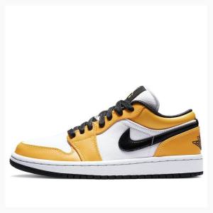 Nike Low SE Laser Joggesko Air Jordan 1 Dame Hvite Gul | JD-879VZ