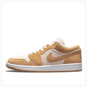 Nike Low SE Twine Orange Quartz Corduroy Joggesko Air Jordan 1 Dame Hvite Oransje | JD-930ZR