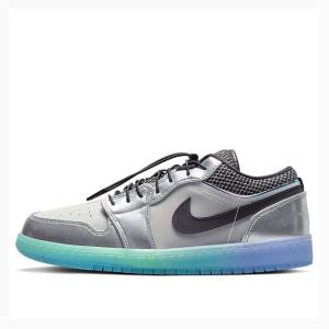 Nike Low Toggle Silver Joggesko Air Jordan 1 Dame Sølv Svarte | JD-578GX