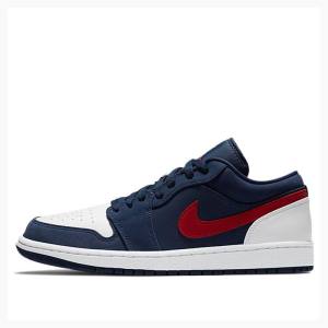 Nike Low USA Joggesko Air Jordan 1 Herre Blå Rød | JD-765ZR