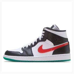 Nike Mid Alternate Swooshes Basketsko Air Jordan 1 Dame Svarte Rød Grønn | JD-623CB