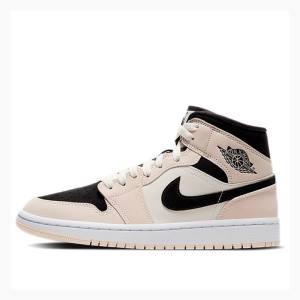 Nike Mid Barely Basketsko Air Jordan 1 Dame Rosa Svarte | JD-679SI