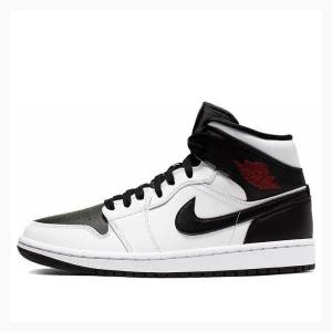 Nike Mid Basketsko Air Jordan 1 Dame Hvite Svarte | JD-978NV