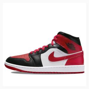 Nike Mid Basketsko Air Jordan 1 Dame Svarte Rød | JD-670FU