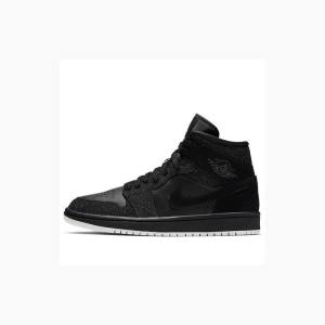 Nike Mid Basketsko Air Jordan 1 Dame Svarte | JD-912PO