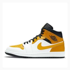 Nike Mid Basketsko Air Jordan 1 Herre Gull Hvite | JD-107TB