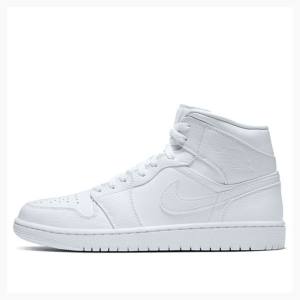 Nike Mid Basketsko Air Jordan 1 Herre Hvite | JD-078BS