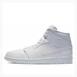 Nike Mid Basketsko Air Jordan 1 Herre Hvite | JD-429UT