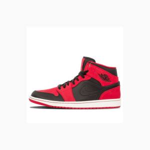 Nike Mid Basketsko Air Jordan 1 Herre Rød Svarte | JD-923NS