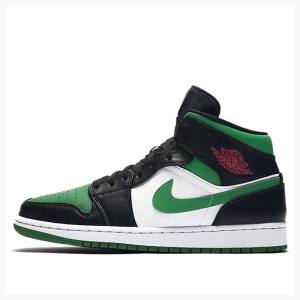 Nike Mid Basketsko Air Jordan 1 Herre Svarte Grønn | JD-059DM