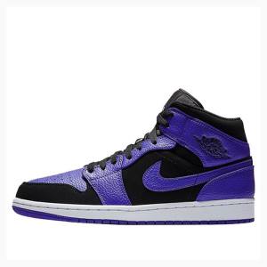 Nike Mid Basketsko Air Jordan 1 Herre Svarte Lilla | JD-120LP