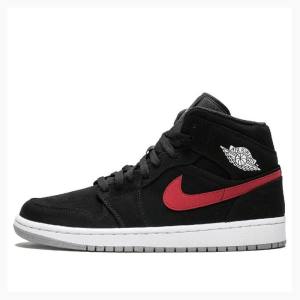 Nike Mid Basketsko Air Jordan 1 Herre Svarte Rød Blå | JD-958GI