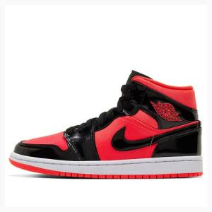 Nike Mid Bright Crimson Basketsko Air Jordan 1 Dame Rød Svarte | JD-915QA