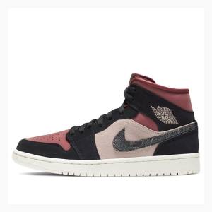 Nike Mid Burgundy Dusty Basketsko Air Jordan 1 Dame Rød Svarte | JD-473NU