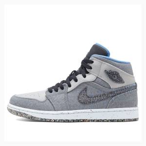 Nike Mid Crater Basketsko Air Jordan 1 Herre Grå Svarte Blå | JD-456FL