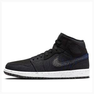 Nike Mid Crater Racer Basketsko Air Jordan 1 Herre Svarte | JD-435FW