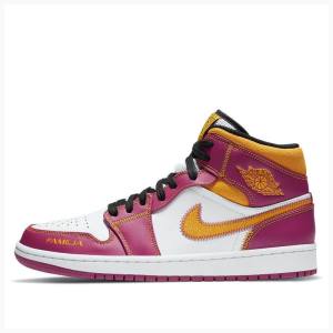 Nike Mid DOD Dia de los Muertos Basketsko Air Jordan 1 Herre Lilla Gull | JD-761HP