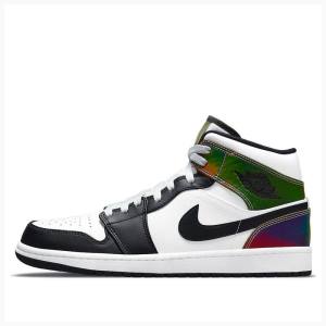 Nike Mid Heat Reactive Basketsko Air Jordan 1 Herre Hvite Svarte | JD-324YM