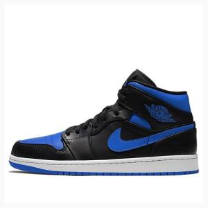 Nike Mid Hyper Royal Basketsko Air Jordan 1 Herre Blå Svarte | JD-146KJ