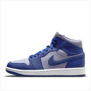 Nike Mid Iron Basketsko Air Jordan 1 Dame Blå | JD-149ZW