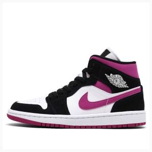 Nike Mid Magenta Basketsko Air Jordan 1 Dame Svarte Lilla | JD-791LG