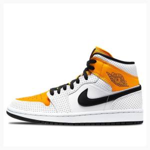 Nike Mid Perforated – Basketsko Air Jordan 1 Dame Gull Svarte | JD-614UT