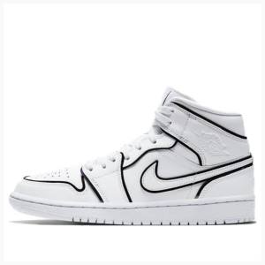 Nike Mid SE Basketsko Air Jordan 1 Dame Hvite | JD-834OH