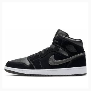 Nike Mid SE Basketsko Air Jordan 1 Herre Svarte | JD-687ZQ