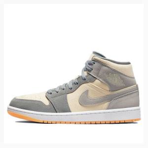 Nike Mid SE Coconut Milk Basketsko Air Jordan 1 Herre Hvite Blå | JD-653RD